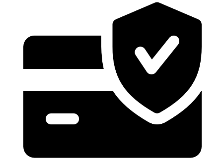 Icon of a shield over a credit card with a checkmark, symbolizing security or protection.